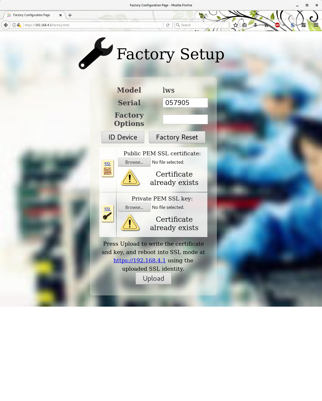 Factory Setup